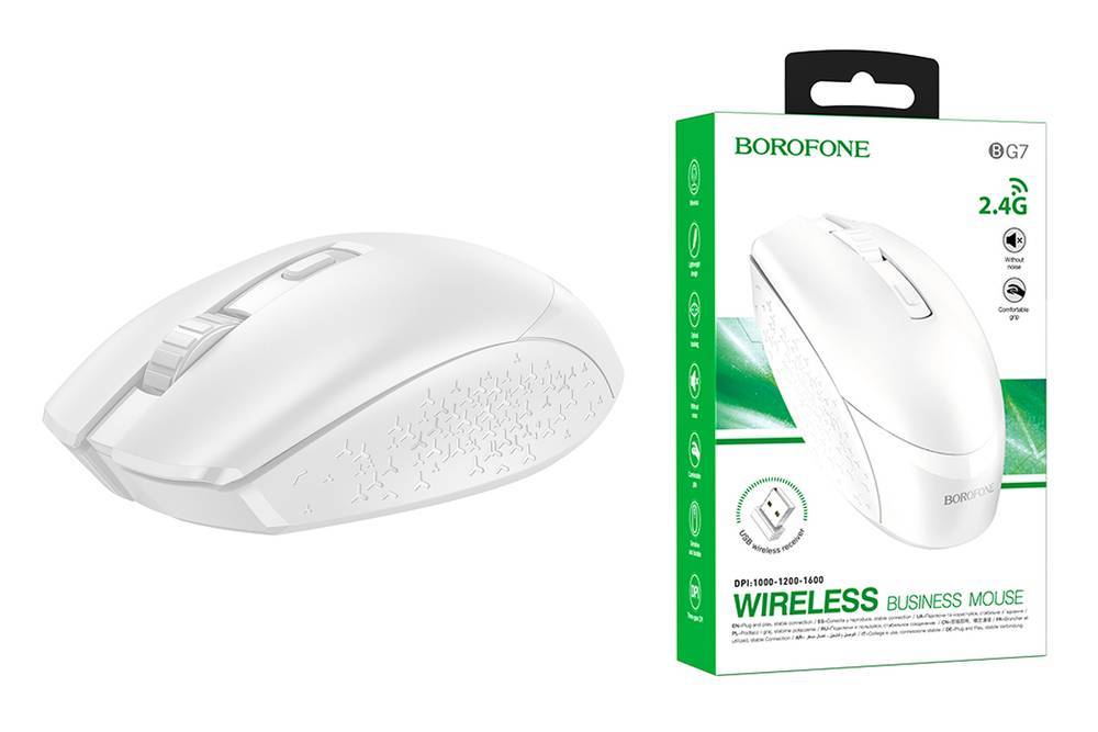 Мышь беспроводная BOROFONE BG7 (USB, 2.4ГГц ) (белый)