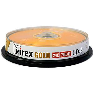 Диски CD-R Mirex 700mb 24x Gold ,Cake (10)