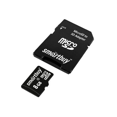 Карта памяти МicroSD SmartBuy 8 Гб 10 Class + адаптер