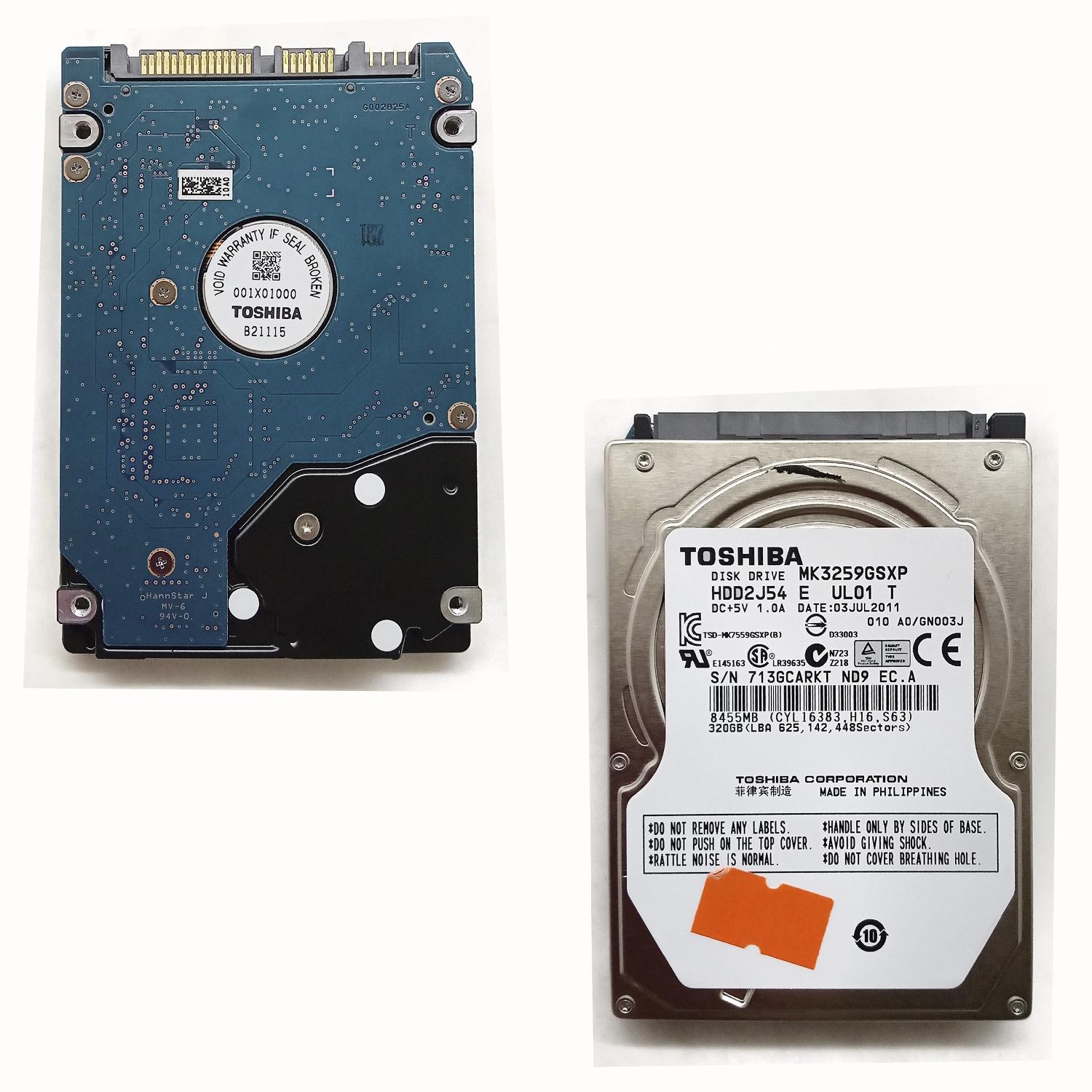 Жесткий диск 2,5" HDD Toshiba MK3259GSXP 320Gb 5400 SATAII б/у