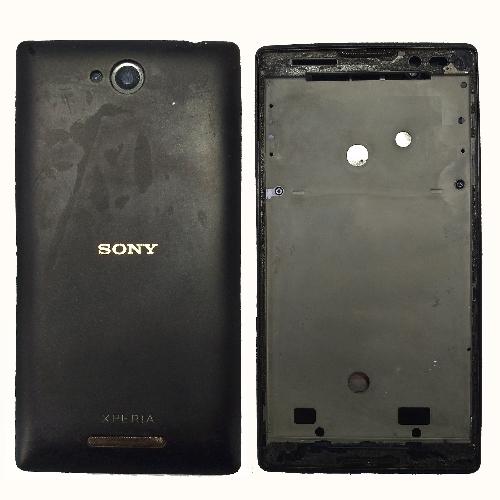 Корпус телефона Sony Xperia C (C2305) черный ориг б/у