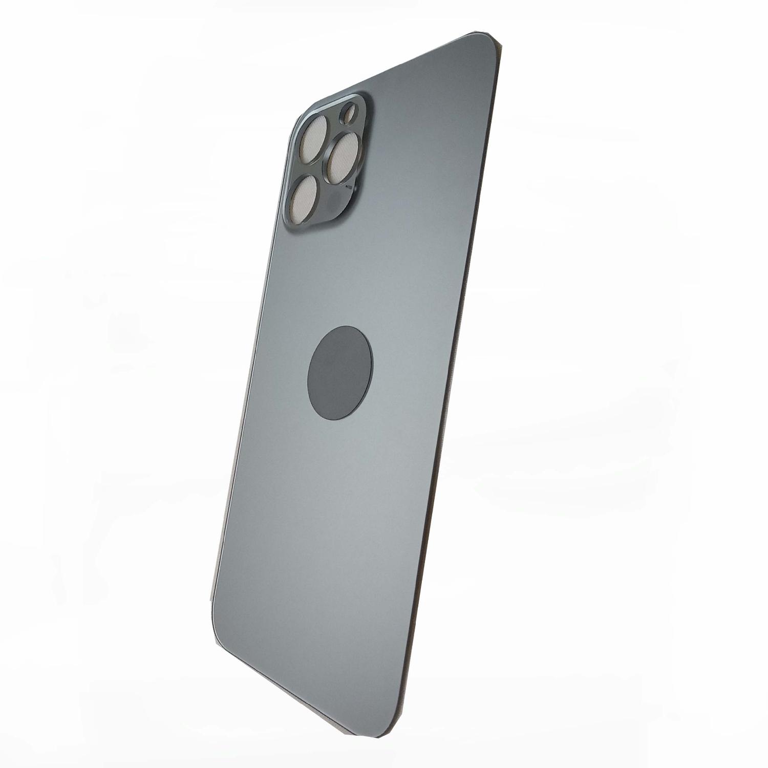 Задняя крышка телефона iPhone 12 Pro Max (стекло) c увеличенным вырезом под камеру серая