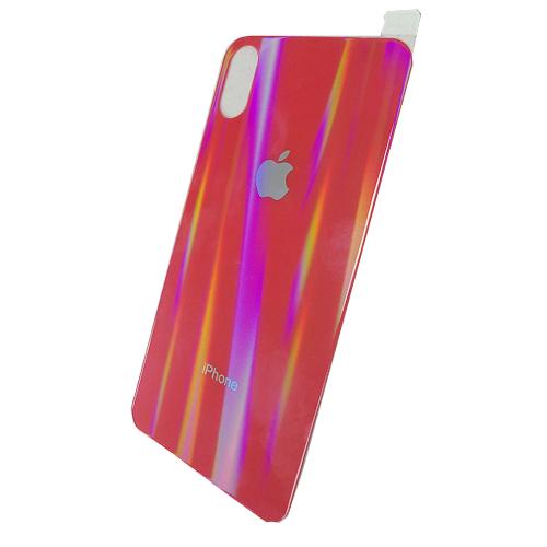 Защитное стекло телефона iPhone X/XS Rainbow красное заднее