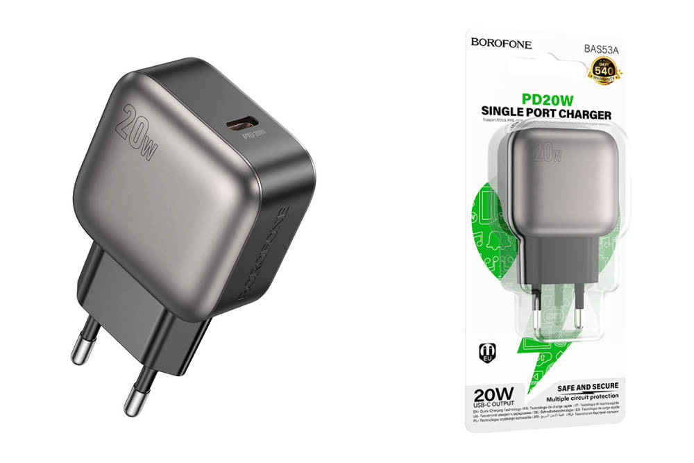 Сетевое зарядное устройство USB-C BOROFONE BAS53A PD 20W (чёрный)
