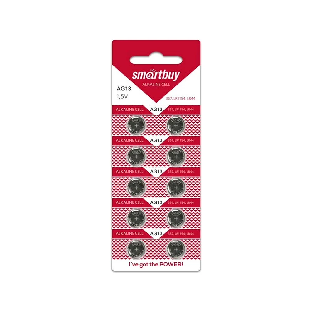 Батарейка для часов Smartbuy AG13-10BL (LR1154/LR44)