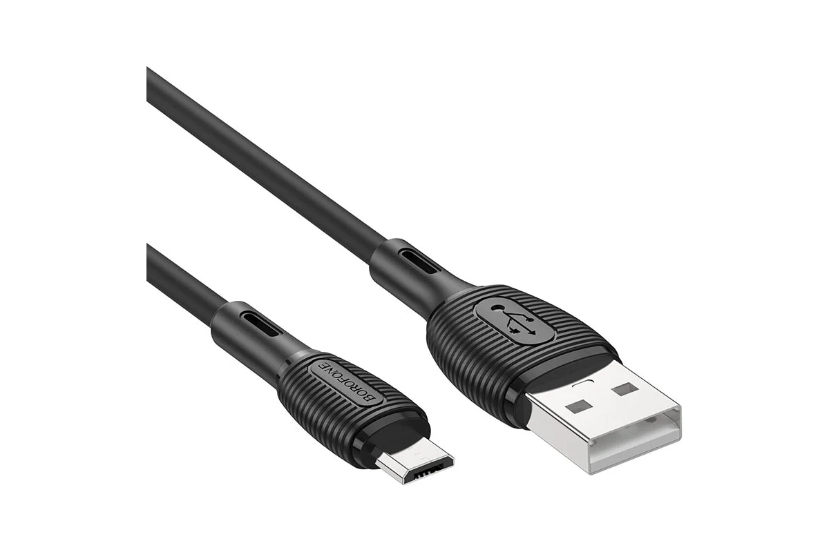 Кабель USB - MicroUSB BOROFONE BX86 силиконовый 2,4A (черный) 1м