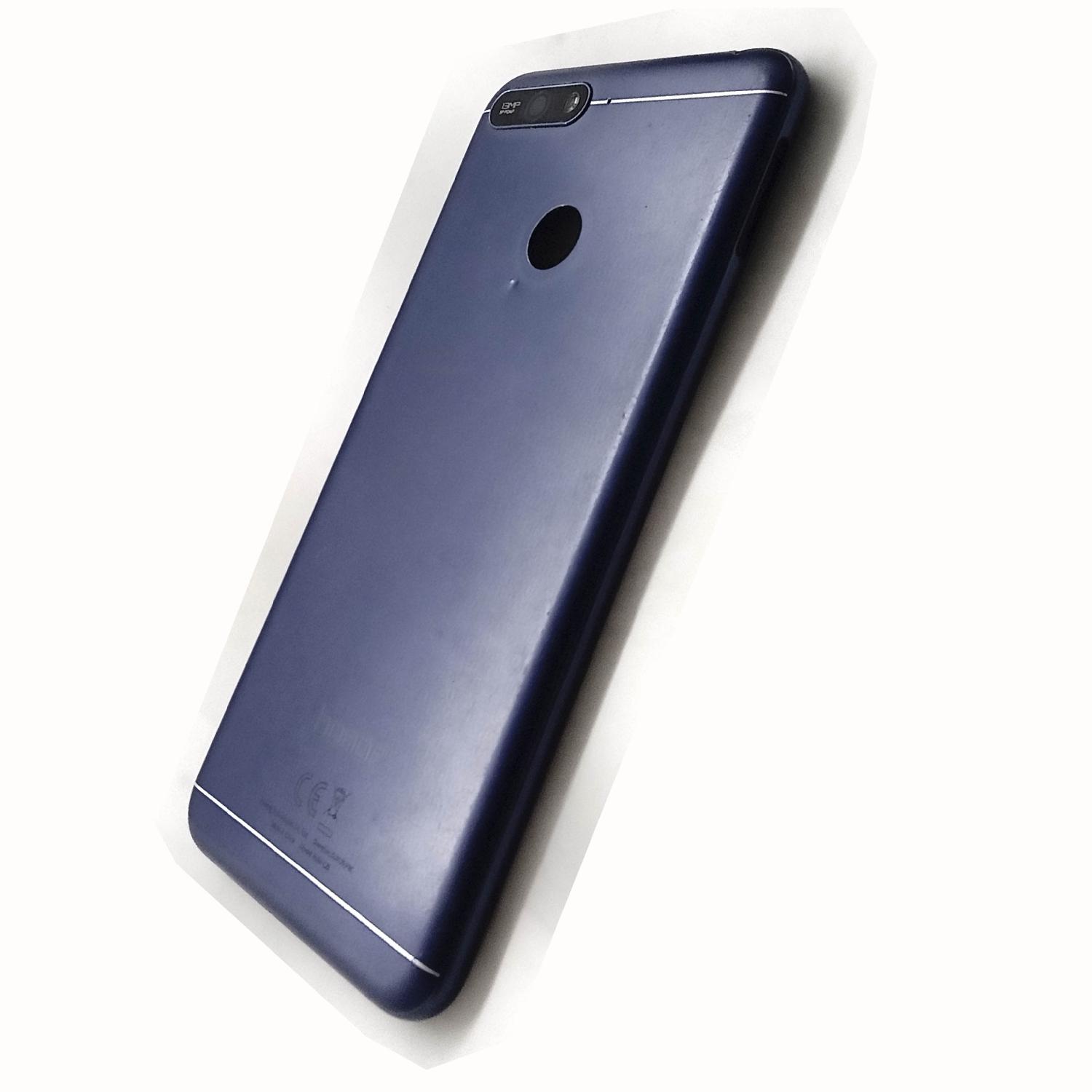 Задняя крышка телефона Huawei Honor 7A Pro со стеклом камеры синяя б/у