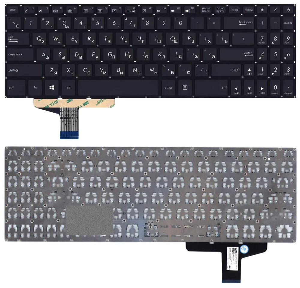 Клавиатура ноутбука Asus X580/N580/M580 черная с подсветкой