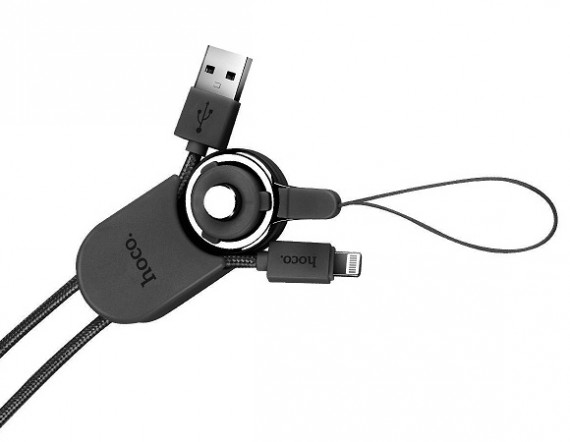 Кабель Lightning - USB Hoco U21 на ремешке черный