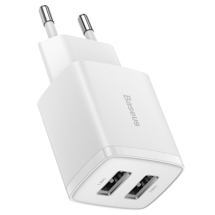 Сетевое зарядное устройство 2USB Baseus Compact 10,5W белый