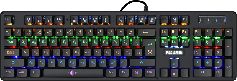 Клавиатура игровая Defender Paladin GK-370L RU (черн.), USB, механическая, радужная подсветка