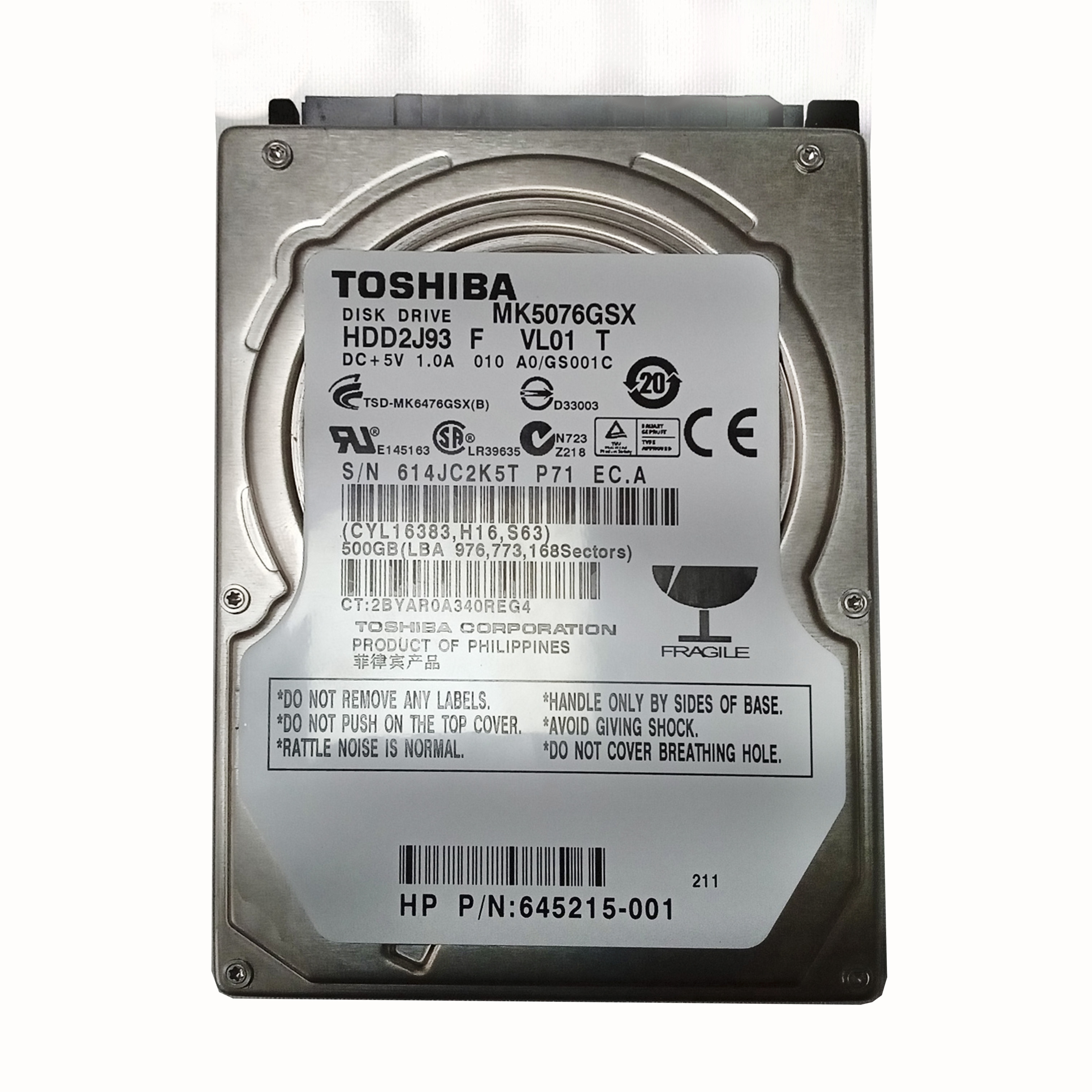 Жесткий диск Toshiba 500 Гб MK5076GSX 500 Гб SATA  б/у