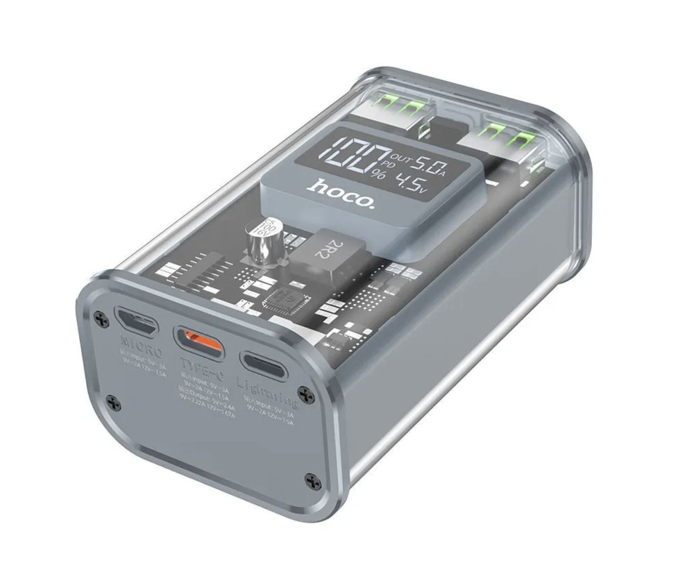 Внешний аккумулятор Power Bank 10000 mAh Hoco J105 серый