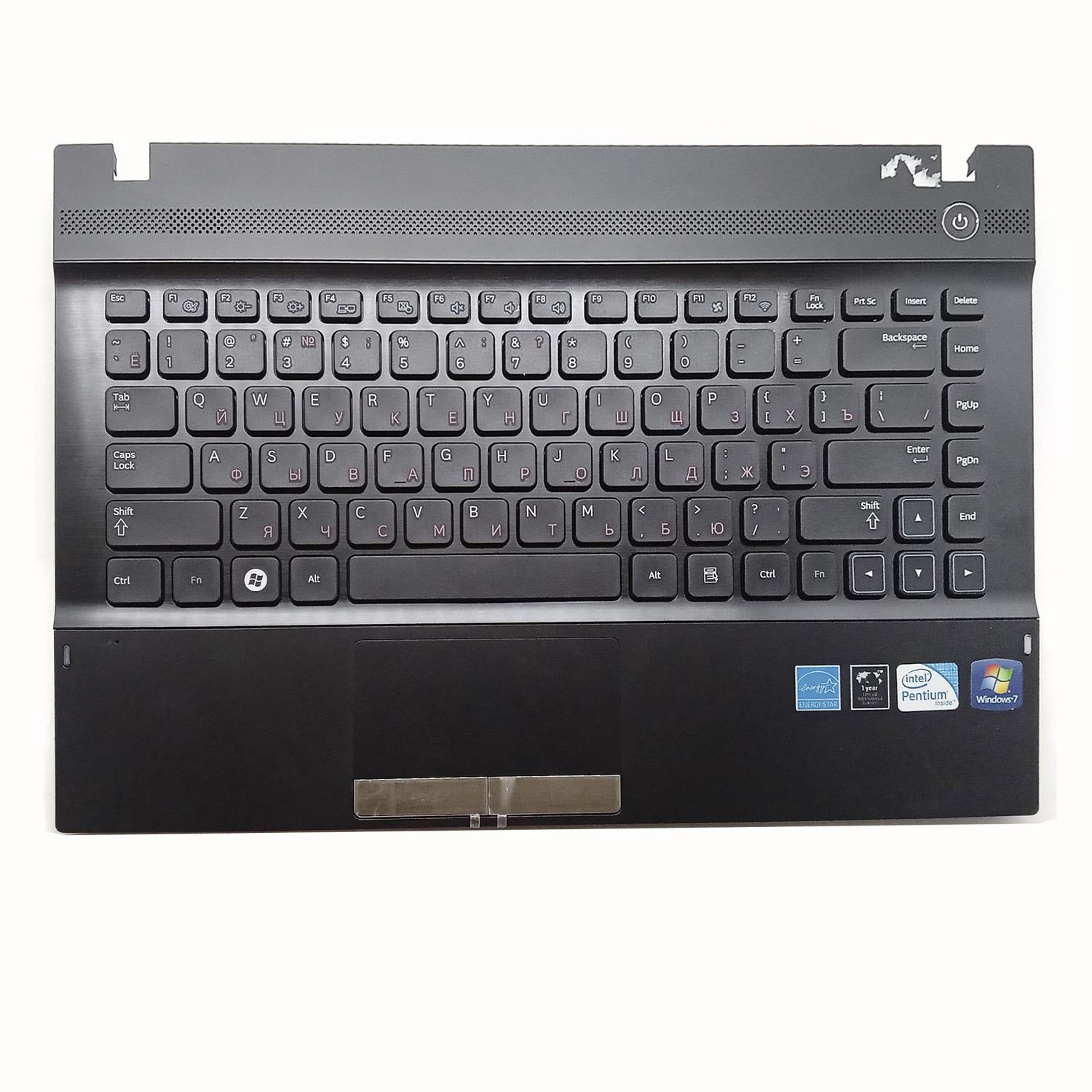 Клавиатура ноутбука Samsung NP300V4A с панелью (русск.) черная