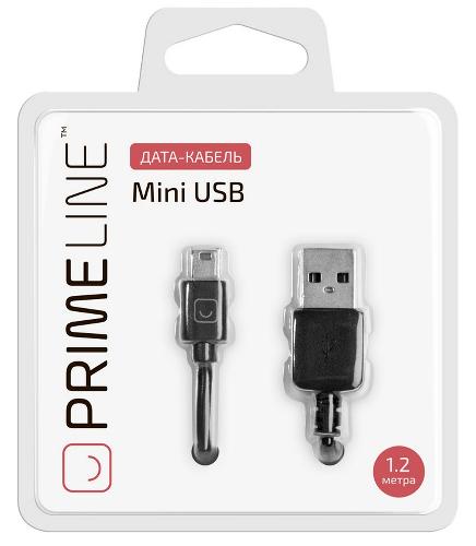 Кабель mini USB - USB Prime Line черный, 1.2м, 7203