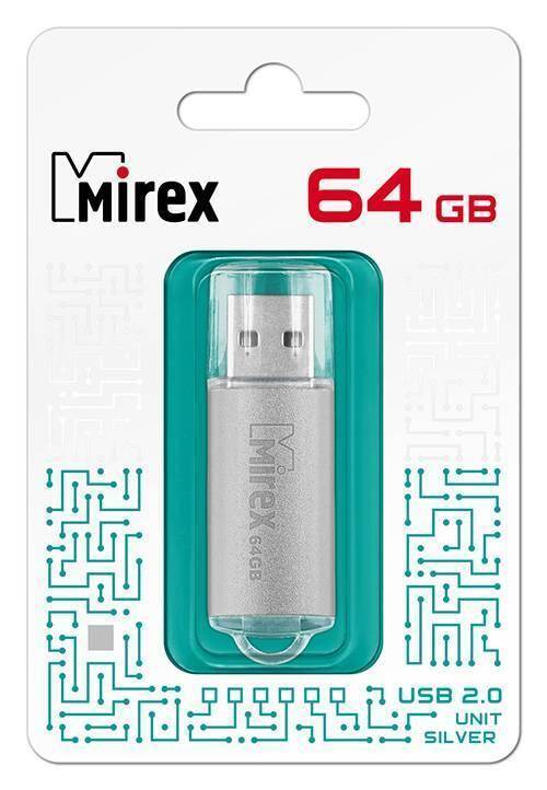 Flash USB 2.0 Mirex UNIT SILVER 64GB (ecopack)