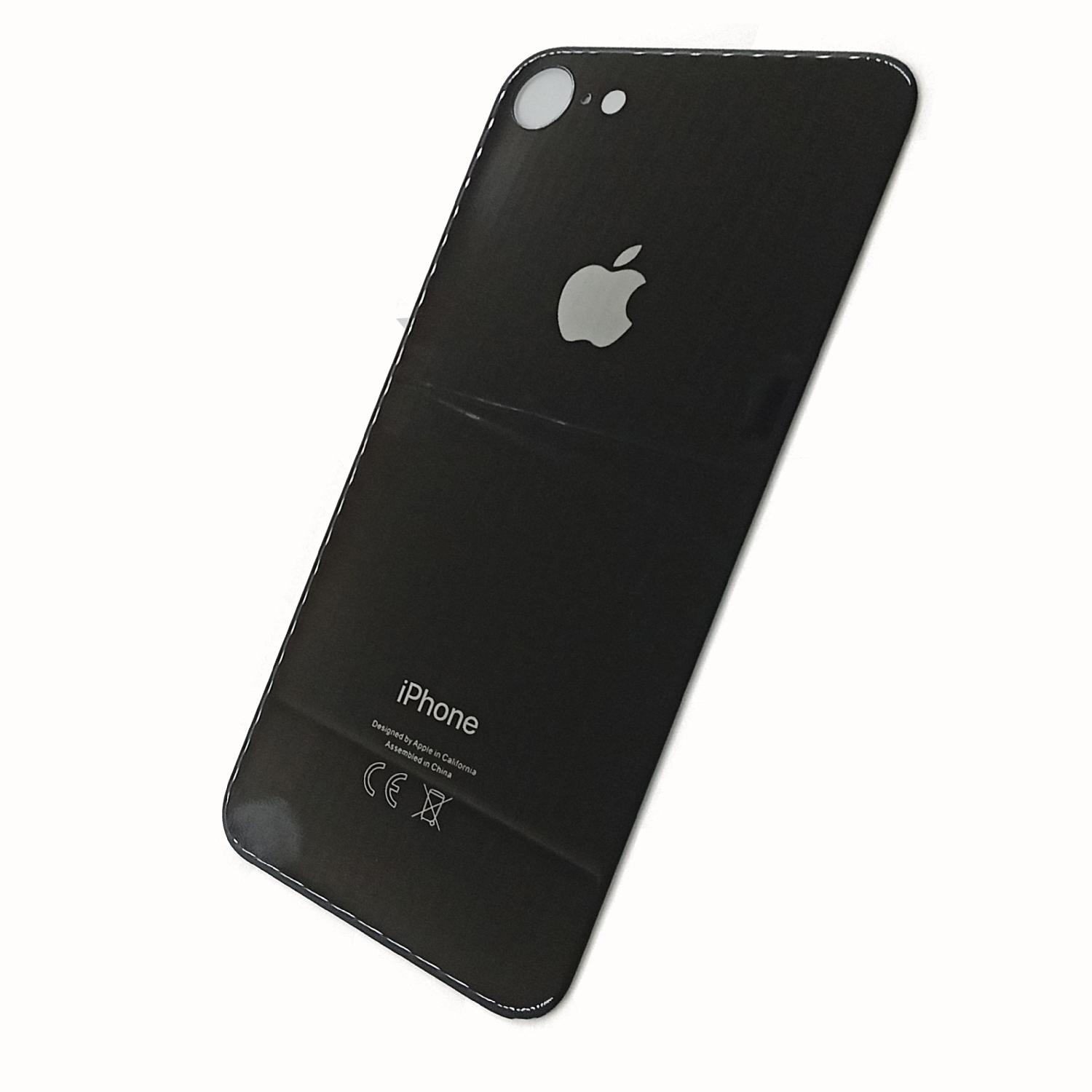 Задняя крышка телефона iPhone 8 с увеличенным вырезом под камеру черная
