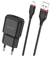 Сетевое зарядное устройство USB + кабель MicroUSB BOROFONE BA48A Orion 2100mAh (черный)