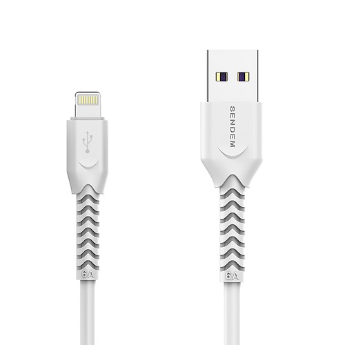 Кабель USB - Lightning SENDEM T8 6A (белый) 1м