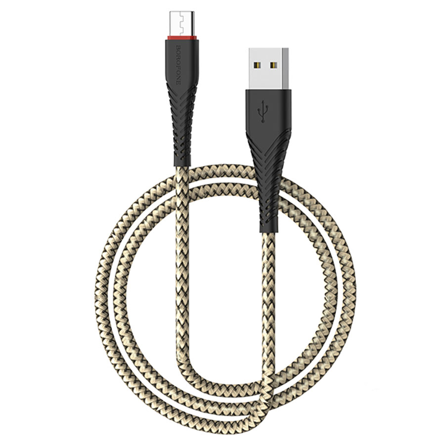 Кабель USB - Type-C BOROFONE BX25, 3A (черный) 1м (в оплетке)