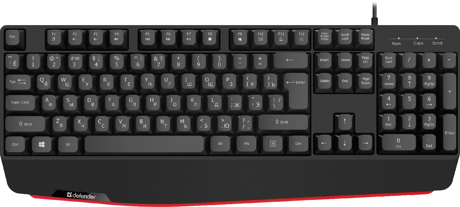 Клавиатура м/медиа Defender Atom HB-546 RU (черный) (104+FN), USB,1,8м