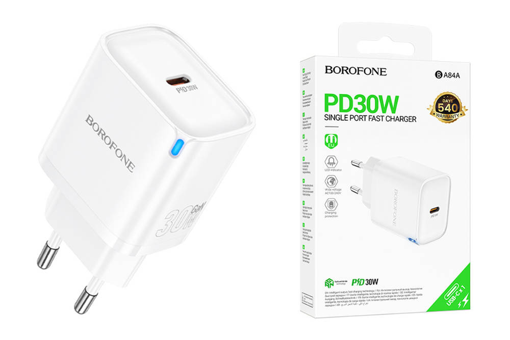 Сетевое зарядное устройство USB-C BOROFONE BA84A PD30W (белый)