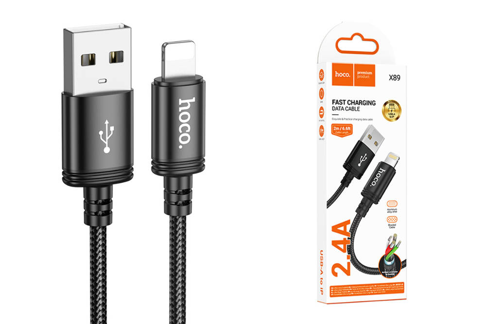 Кабель USB - Lightning HOCO X89 2,4A (черный) 2м
