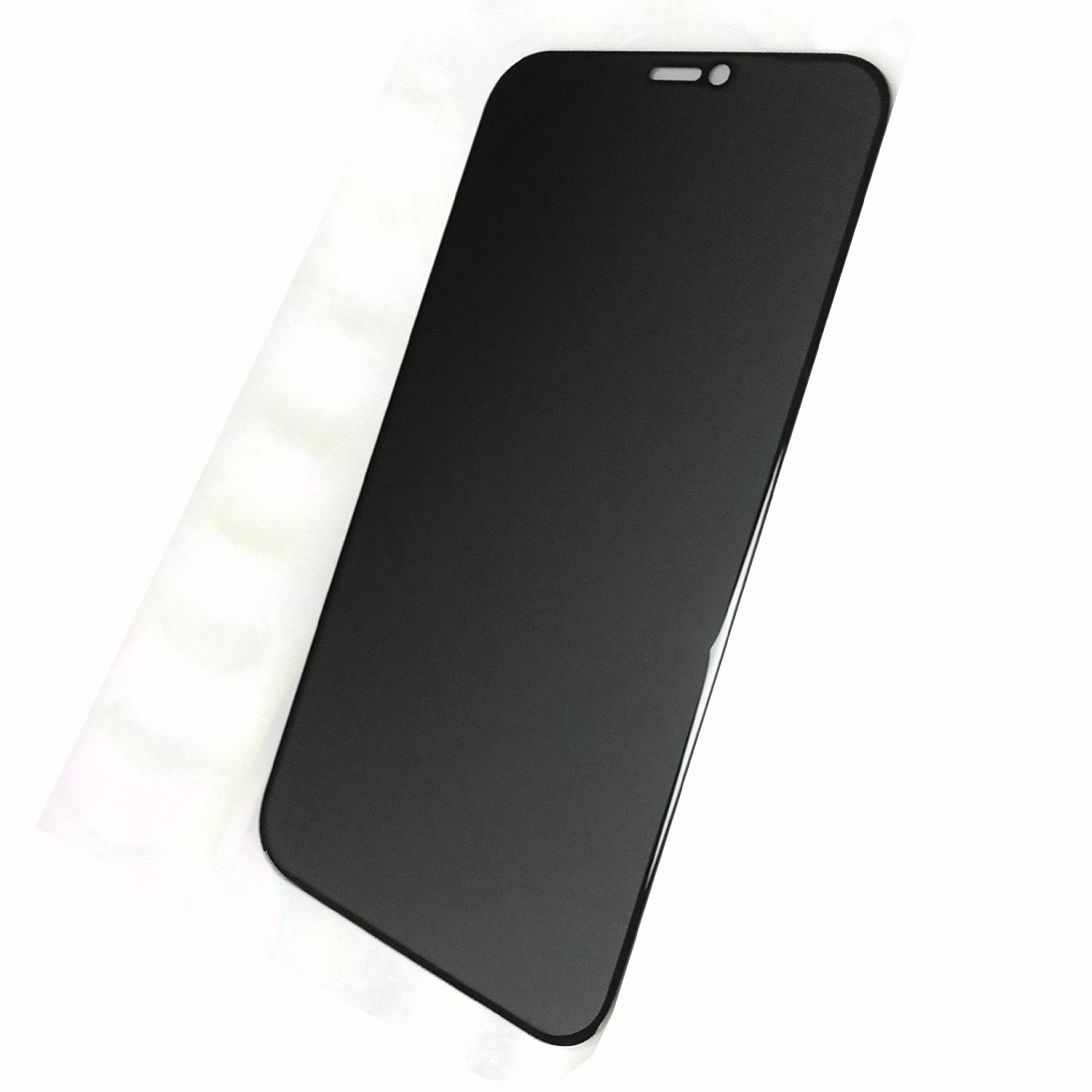 Защитное стекло "Антишпион" для iPhone 12/12 Pro Черный (Закалённое, полное покрытие)