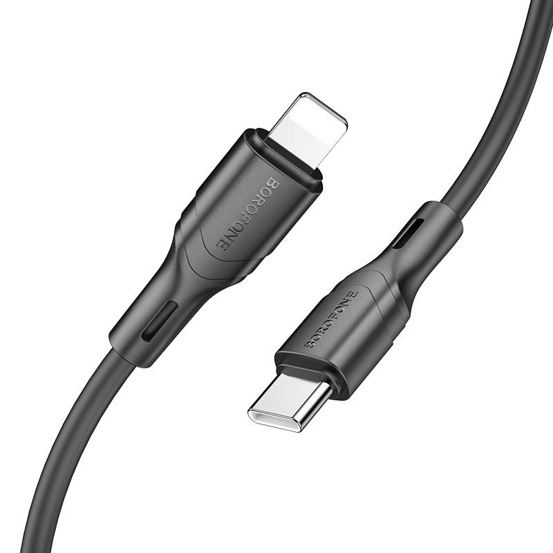 Кабель USB Type-C - Lightning BOROFONE BX99 PD (черный) 1м силиконовый