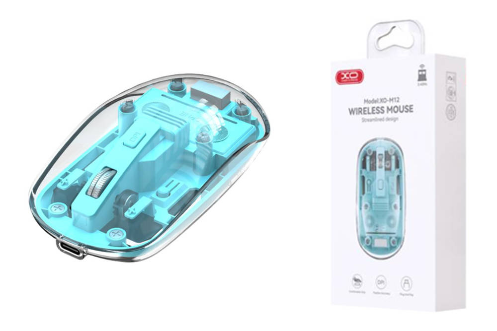 Мышь беспроводная XO M12 Bluetooth wireless transparent mouse Blue