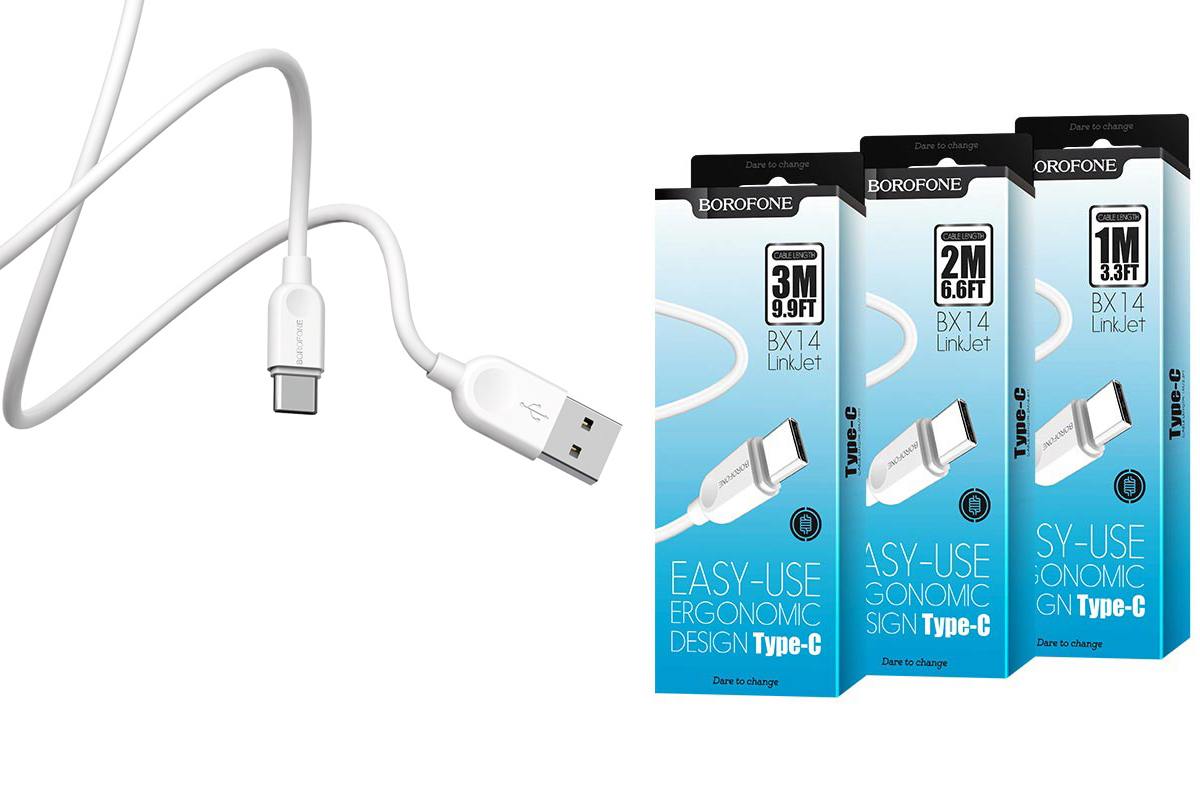 Кабель USB - USB Type-C BOROFONE BX14, 2A (белый) 2м