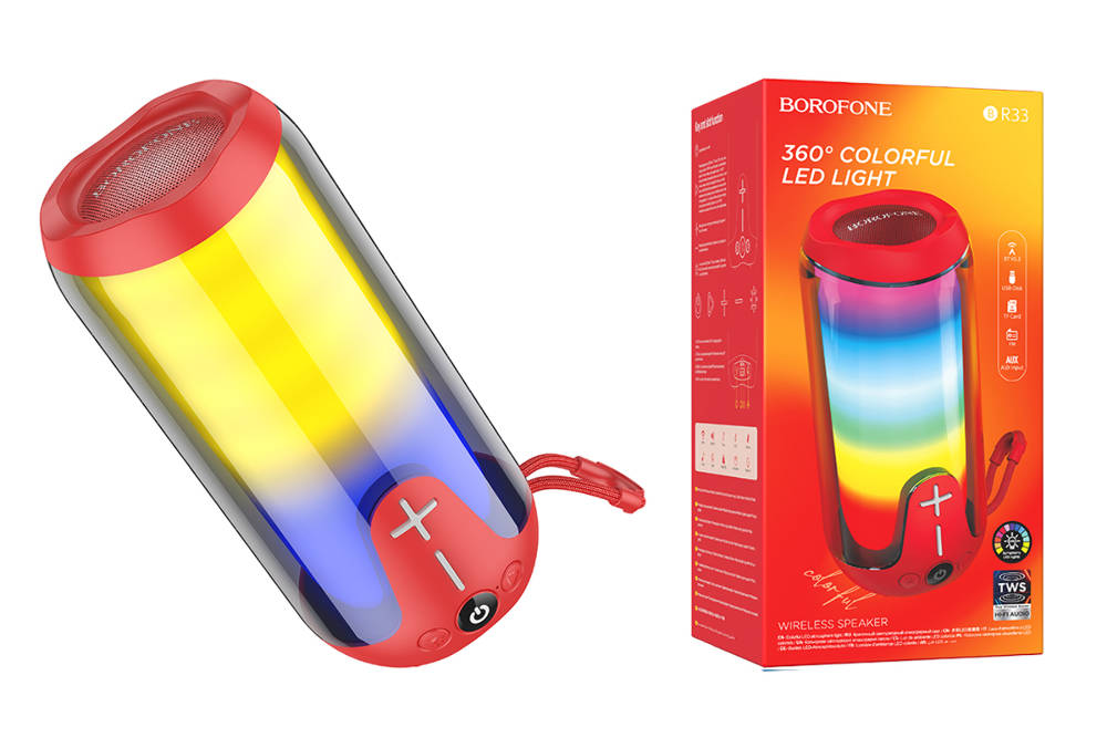 Портативная беспроводная колонка BOROFONE BR33 Pulse color sports BT (красный)