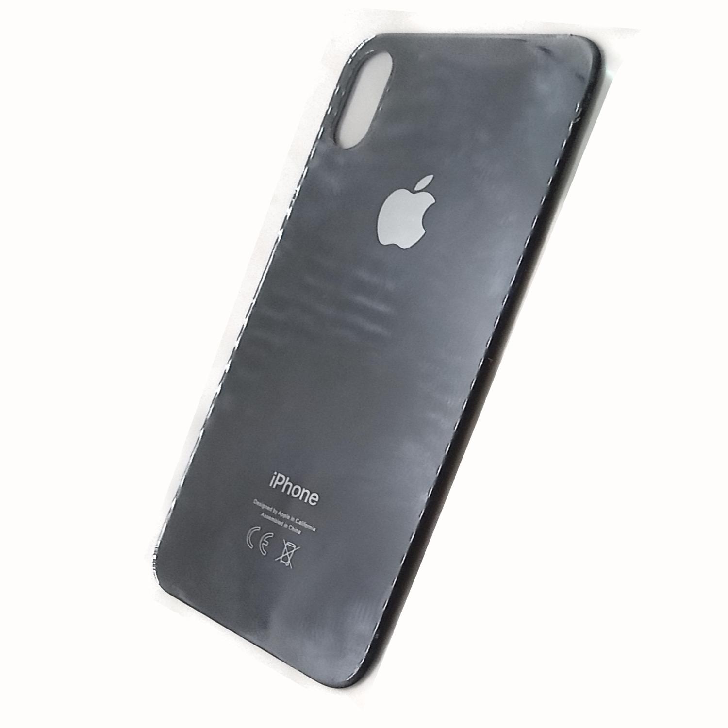 Задняя крышка телефона iPhone XS (стекло) c увеличенным вырезом под камеру черная б/у