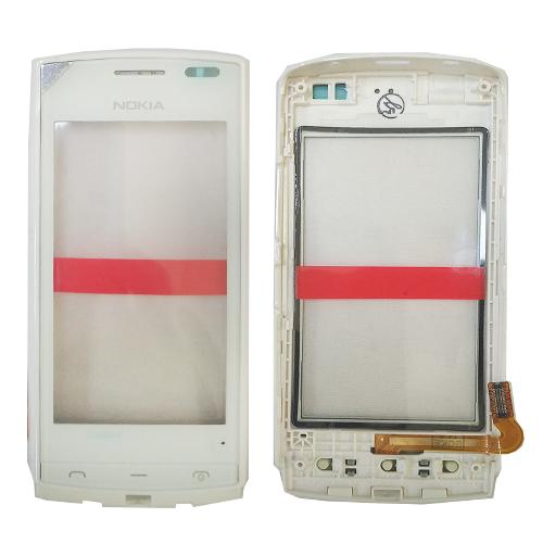 Тачскрин телефона Nokia 500 белый с рамкой