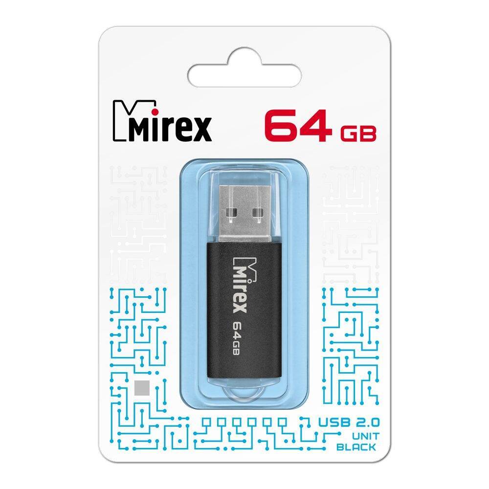 Flash USB 2.0 Mirex UNIT BLACK 64GB (ecopack)