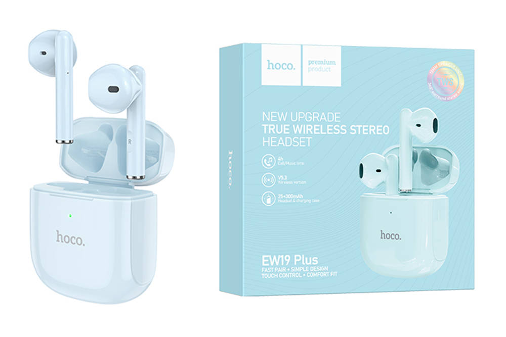 Наушники вакуумные беспроводные HOCO EW19 Plus Delighted true wireless stereo headset Bluetooth (sie