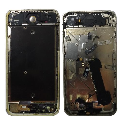 Корпус телефона iPhone 4S средняя часть с прижимными пластинами черная
