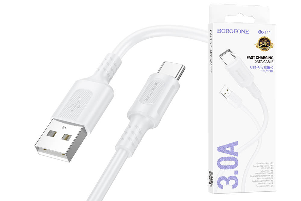 Кабель USB - USB Type-C BOROFONE BX111, (белый) 1м