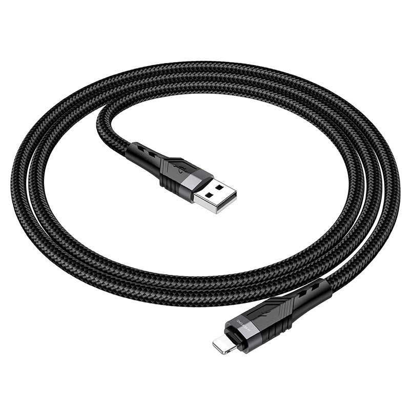 Кабель USB - Lightning BOROFONE BU35 (черный) 1,2м (с усиление сгиба)