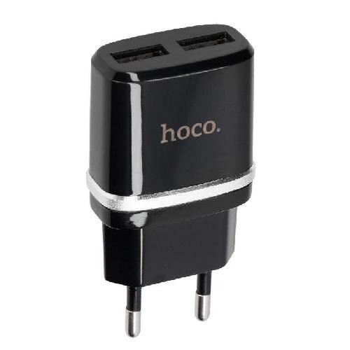 Сетевое зарядное устройство-2USB Hoco C12 2.4A черный
